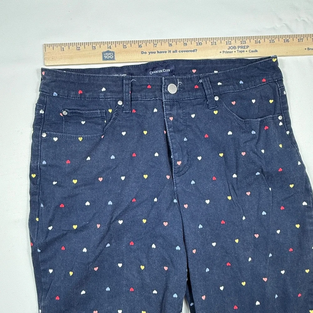 Charter Club Women's Heart Print Cropped Jeans Denim Pants Size‎ 10